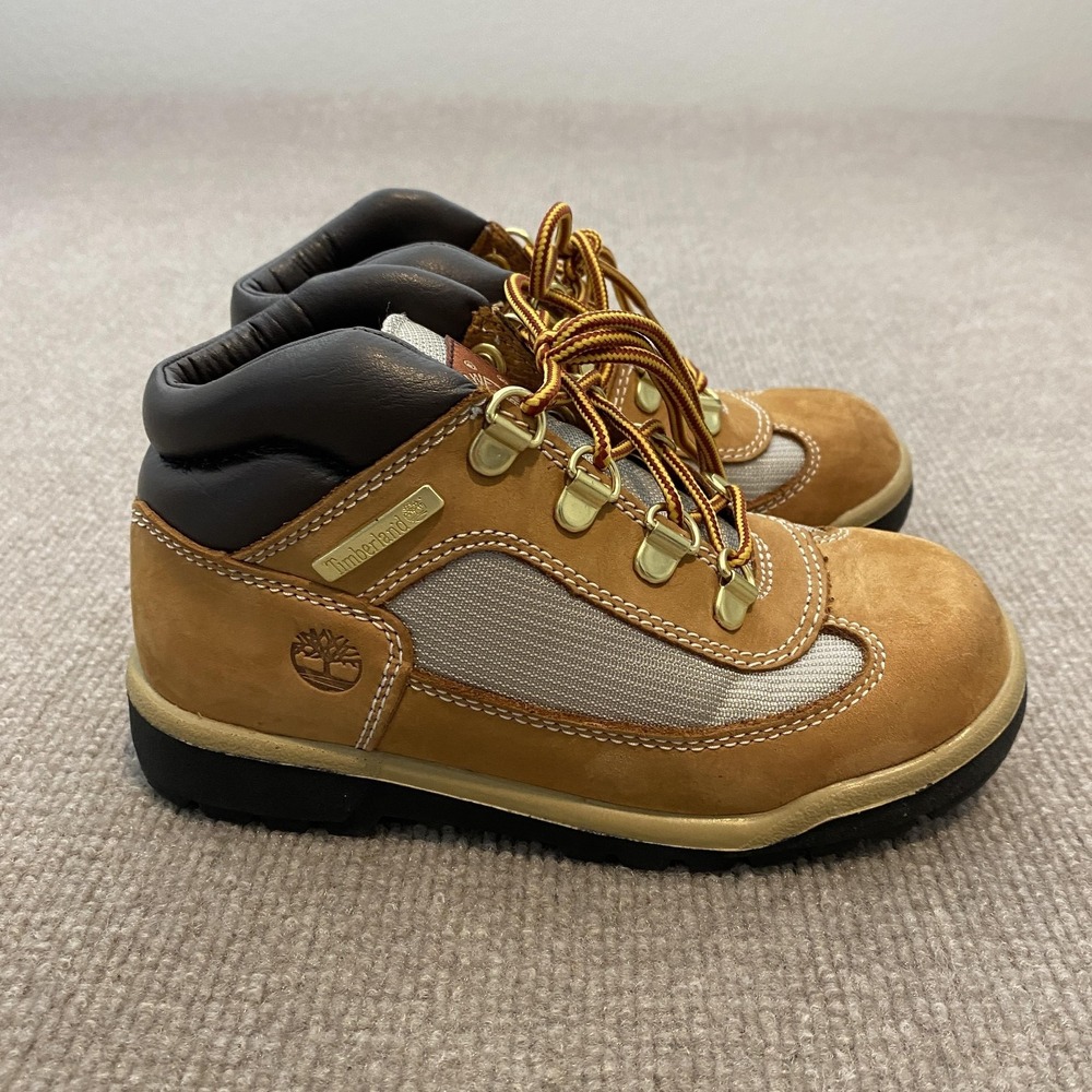 Timberland Boots Boys Size 1 Brown Nubuck Hiking Lace Up Ankle 15745 Trail Boots